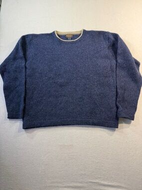 Y2K Woolrich Men's Wool Blend Crewneck Sweater, Navy, Size XL